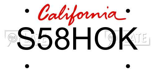 S58HOK California License Plate