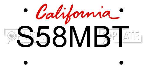 S58MBT California License Plate