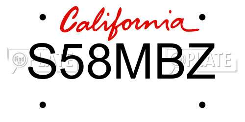 S58MBZ California License Plate