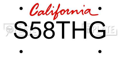 S58THG California License Plate