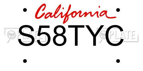 S58TYC California License Plate