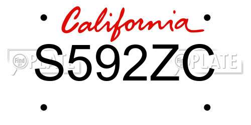 S592ZC California License Plate