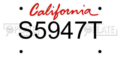 S5947T California License Plate