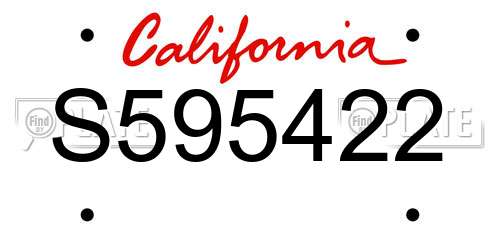 S595422 California License Plate