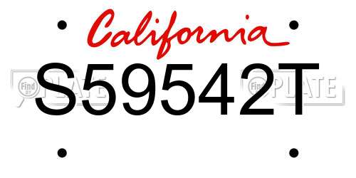 S59542T California License Plate
