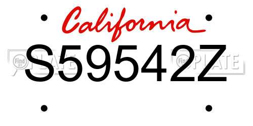 S59542Z California License Plate