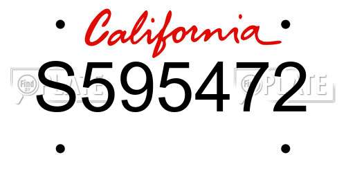 S595472 California License Plate