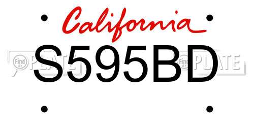 S595BD California License Plate