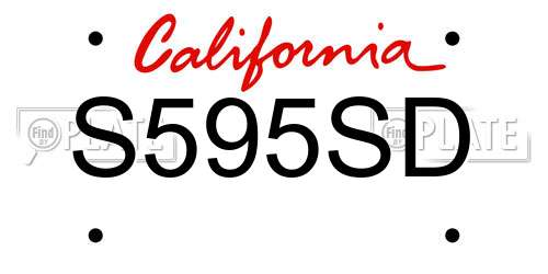 S595SD California License Plate
