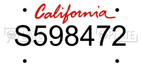 S598472 California License Plate