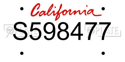 S598477 California License Plate