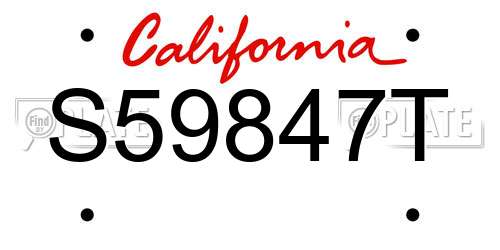 S59847T California License Plate