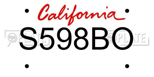 S598BO California License Plate