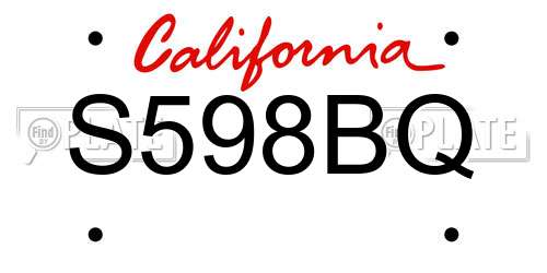 S598BQ California License Plate