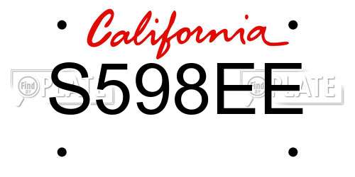 S598EE California License Plate