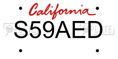S59AED California License Plate