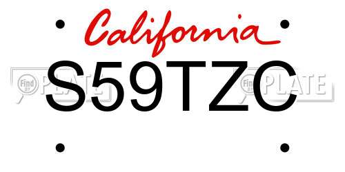 S59TZC California License Plate