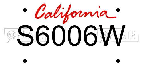 S6006W California License Plate