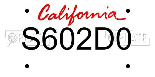S602D0 California License Plate