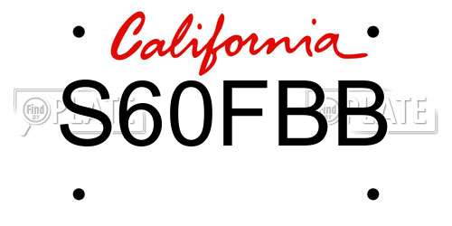 S60FBB California License Plate