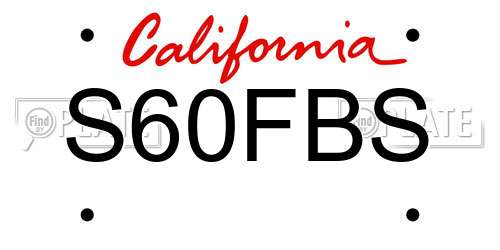 S60FBS California License Plate