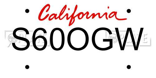 S60OGW California License Plate