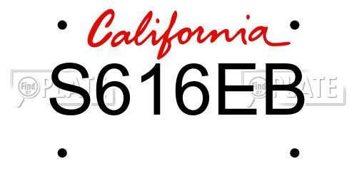 S616EB California License Plate