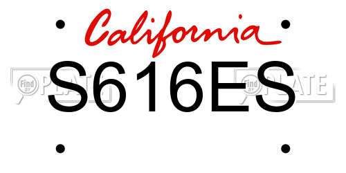 S616ES California License Plate