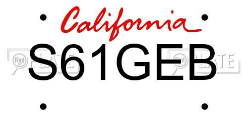 S61GEB California License Plate