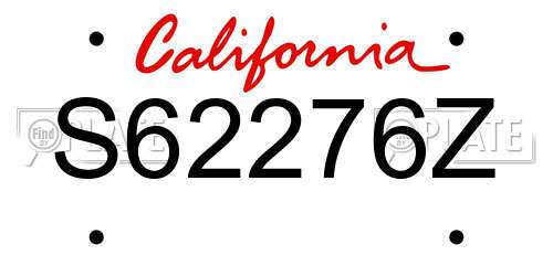 S62276Z California License Plate