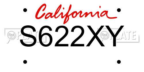 S622XY California License Plate