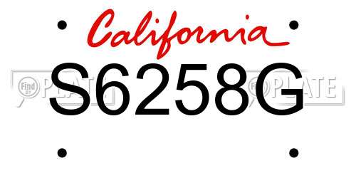 S6258G California License Plate