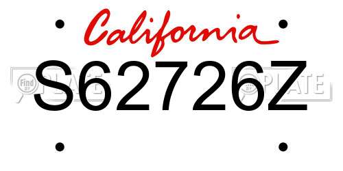 S62726Z California License Plate