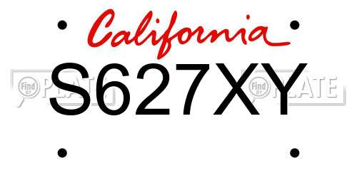 S627XY California License Plate