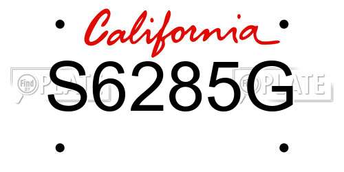 S6285G California License Plate