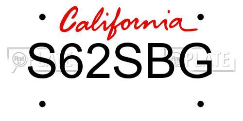 S62SBG California License Plate