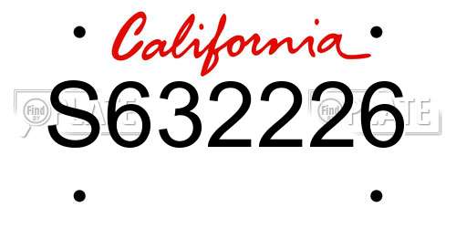 S632226 California License Plate