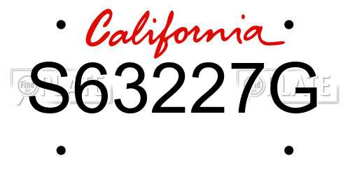 S63227G California License Plate