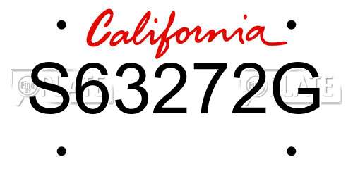 S63272G California License Plate