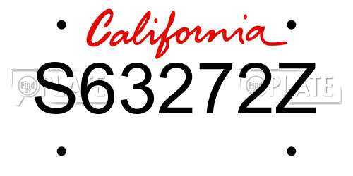 S63272Z California License Plate