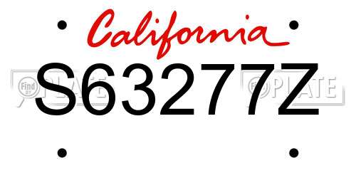 S63277Z California License Plate