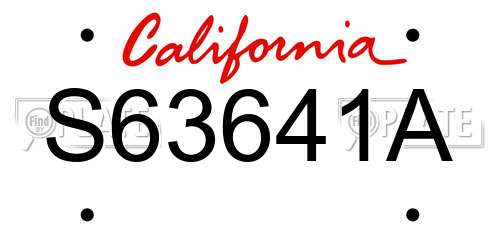 S63641A California License Plate