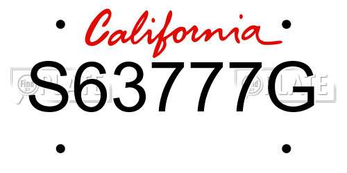S63777G California License Plate