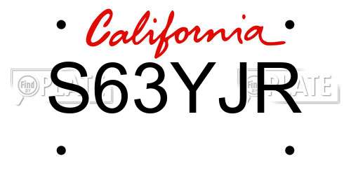 S63YJR California License Plate