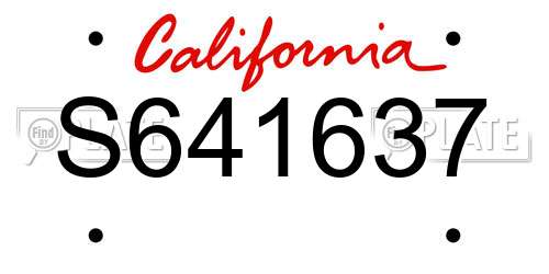 S641637 California License Plate