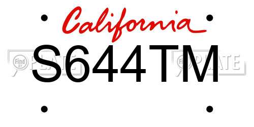 S644TM California License Plate