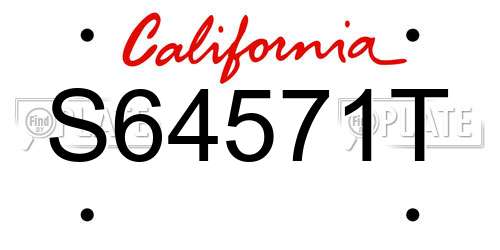 S64571T California License Plate