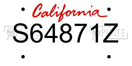 S64871Z California License Plate