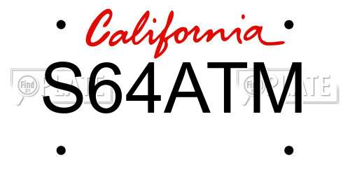 S64ATM California License Plate