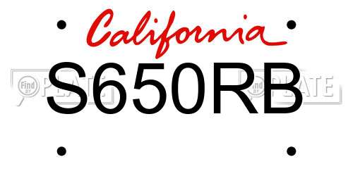 S650RB California License Plate